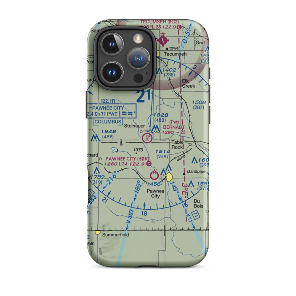 Bernadt Airport (NE20) VFR Sectional  Tough iPhone Case iPhone 16 Pro Max model shown