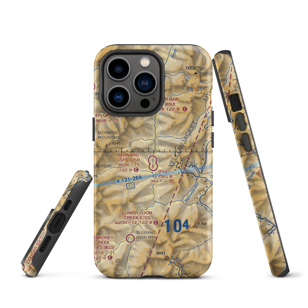 Bernard US Forest Service Airport (U54) VFR Sectional  Tough iPhone Case iPhone 13 Pro model shown