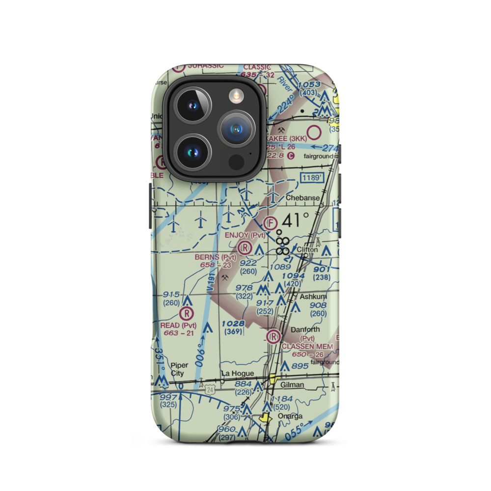 Berns Airport (IL81) VFR Sectional  Tough iPhone Case iPhone 16 Pro model shown