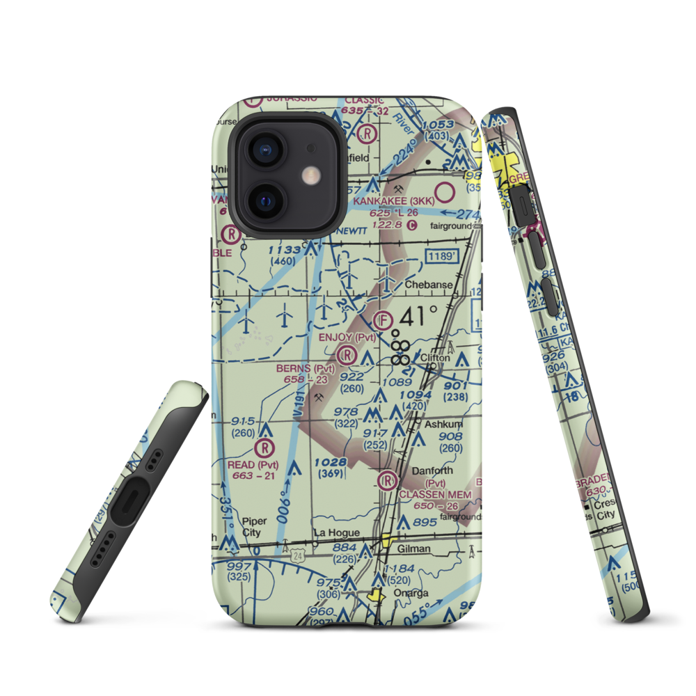 Berns Airport (IL81) VFR Sectional  Tough iPhone Case iPhone 12 model shown