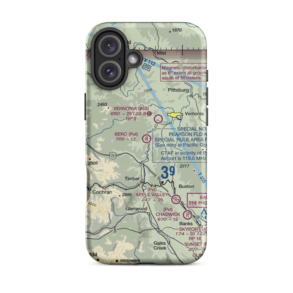 Bero Field (30OR) VFR Sectional  Tough iPhone Case iPhone 16 Plus model shown