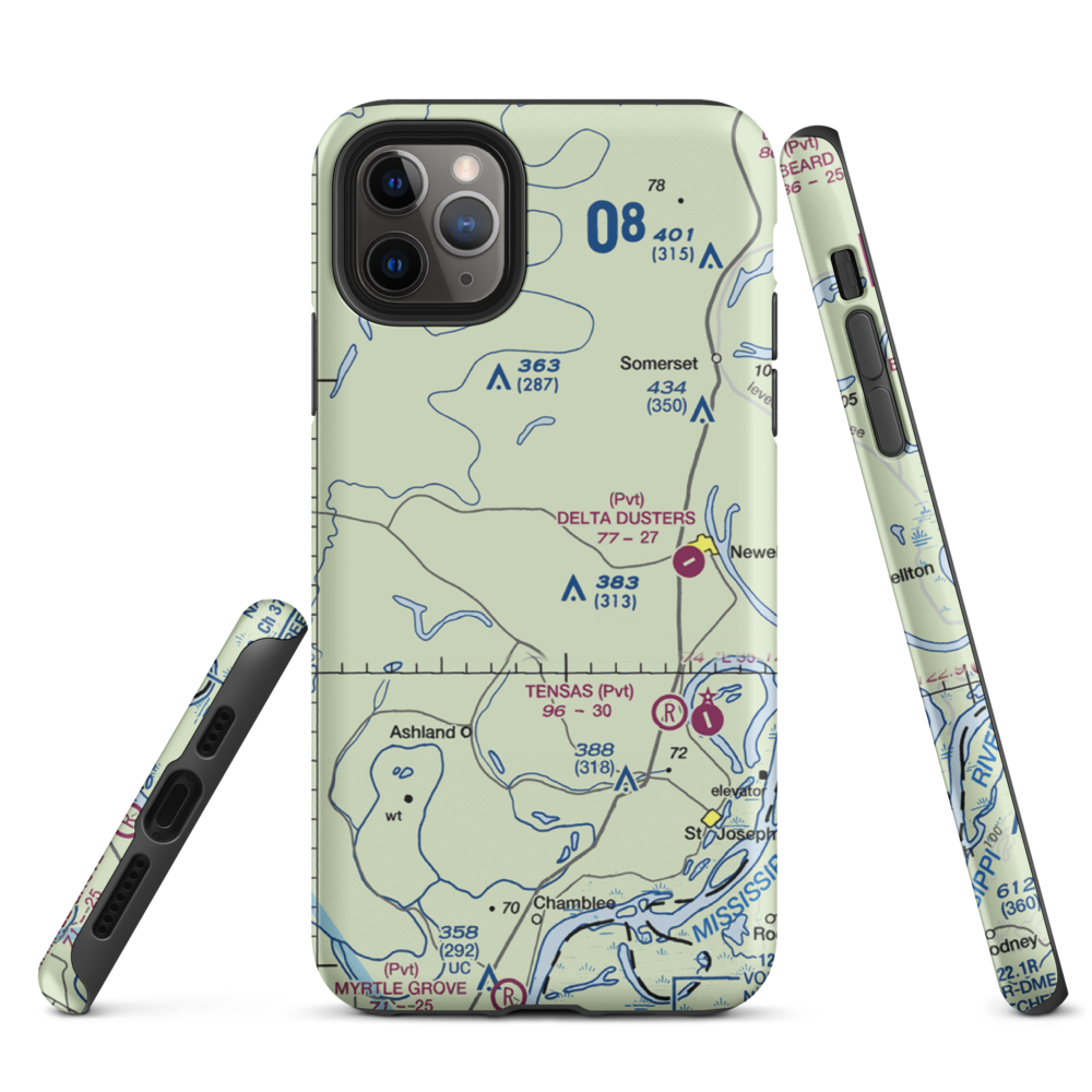 Berryhill Farms Airport (US-0106) VFR Sectional  Tough iPhone Case iPhone 11 Pro Max model shown
