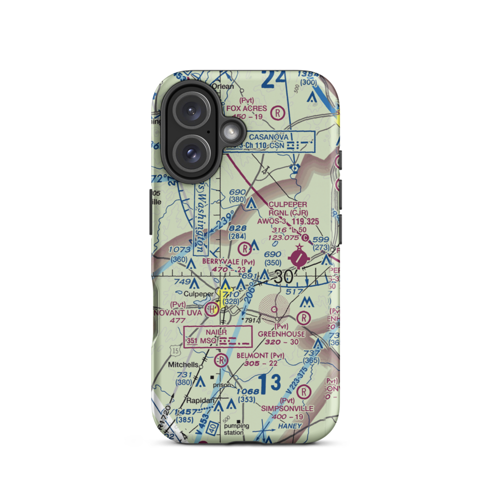 Berryvale Airport (VA30) VFR Sectional  Tough iPhone Case iPhone 16 model shown