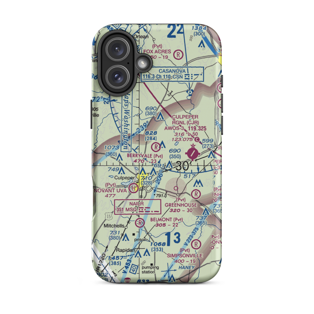 Berryvale Airport (VA30) VFR Sectional  Tough iPhone Case iPhone 16 Plus model shown