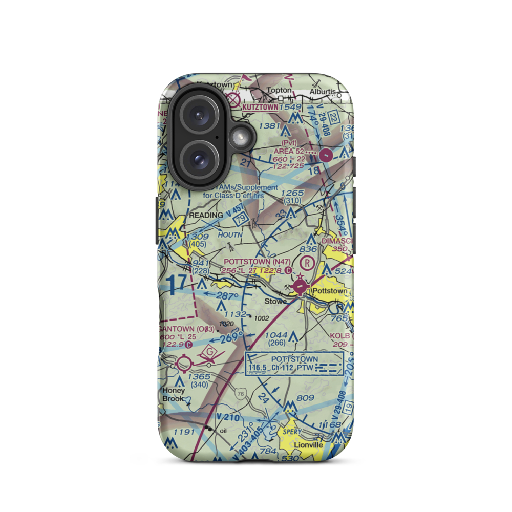 Bert's Airport (PS38) VFR Sectional  Tough iPhone Case iPhone 16 model shown