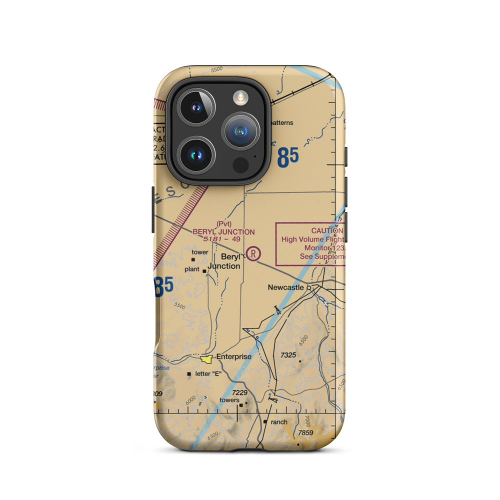 Beryl Junction Airport (UT82) VFR Sectional  Tough iPhone Case iPhone 16 Pro model shown