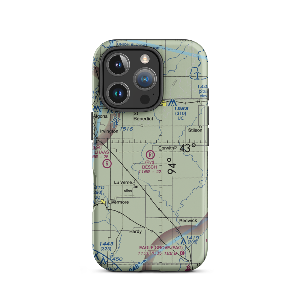 Besch Airport (IA18) VFR Sectional  Tough iPhone Case iPhone 16 Pro model shown
