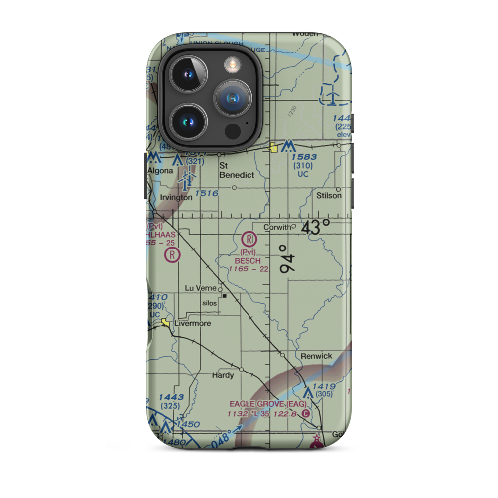Besch Airport (IA18) VFR Sectional  Tough iPhone Case iPhone 16 Pro Max model shown
