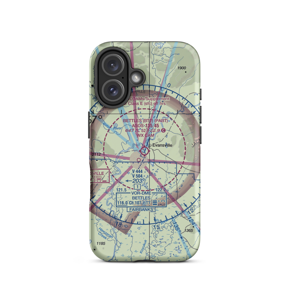 Bettles Airport (BTT) VFR Sectional  Tough iPhone Case iPhone 16 model shown