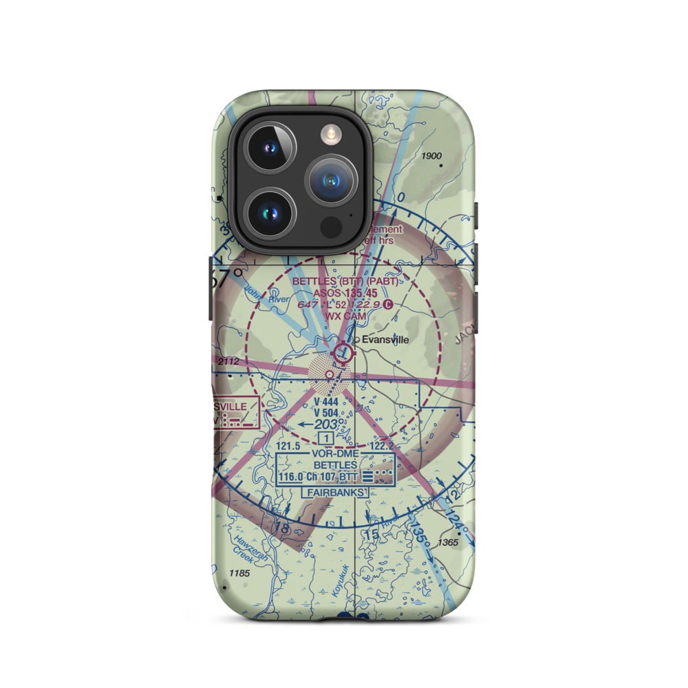 Bettles Airport (BTT) VFR Sectional  Tough iPhone Case iPhone 16 Pro model shown