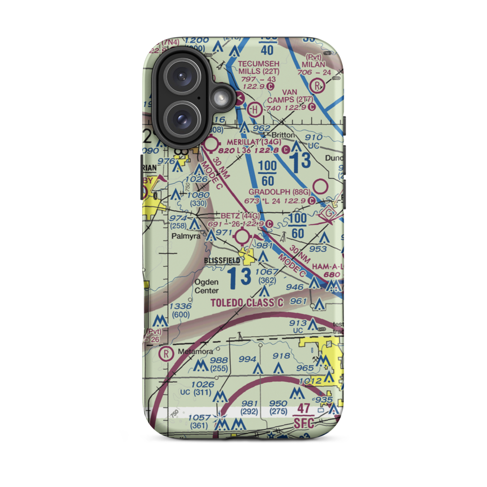 Betz Airport (44G) VFR Sectional  Tough iPhone Case iPhone 16 Plus model shown
