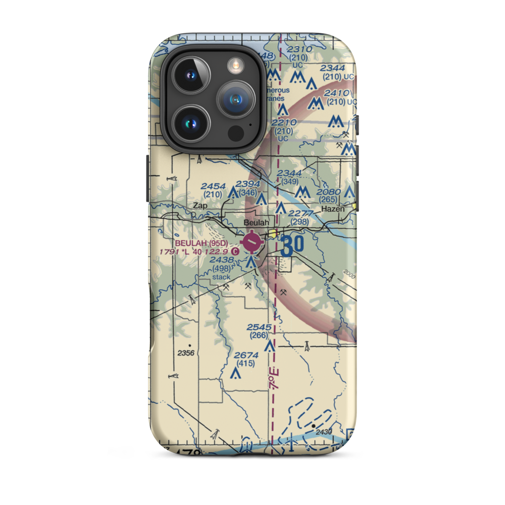 Beulah Airport (95D) VFR Sectional  Tough iPhone Case iPhone 16 Pro Max model shown