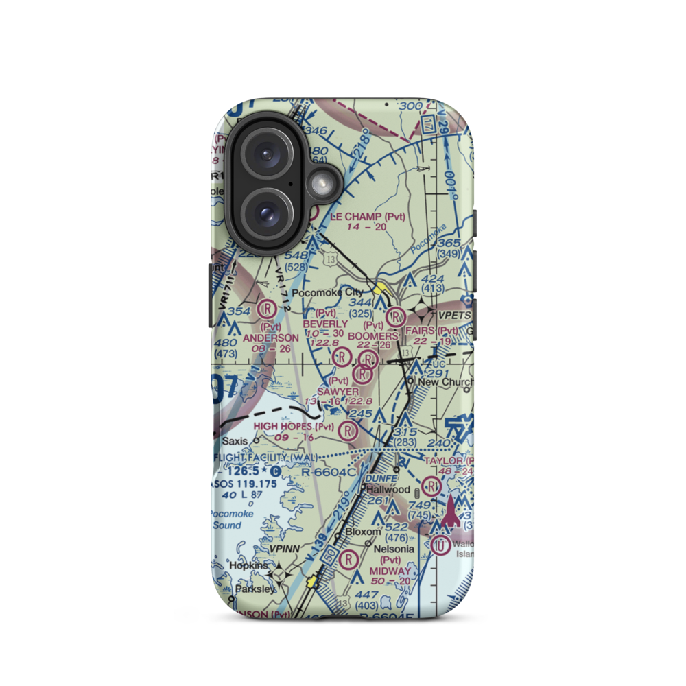 Beverly Airport (MD57) VFR Sectional  Tough iPhone Case iPhone 16 model shown