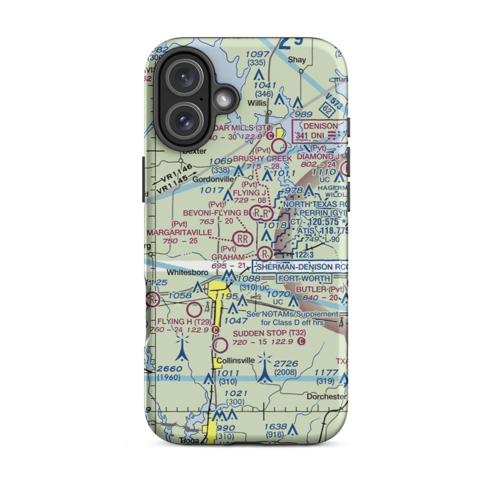 Bevoni-Flying B Airport (36TX) VFR Sectional  Tough iPhone Case iPhone 16 Plus model shown