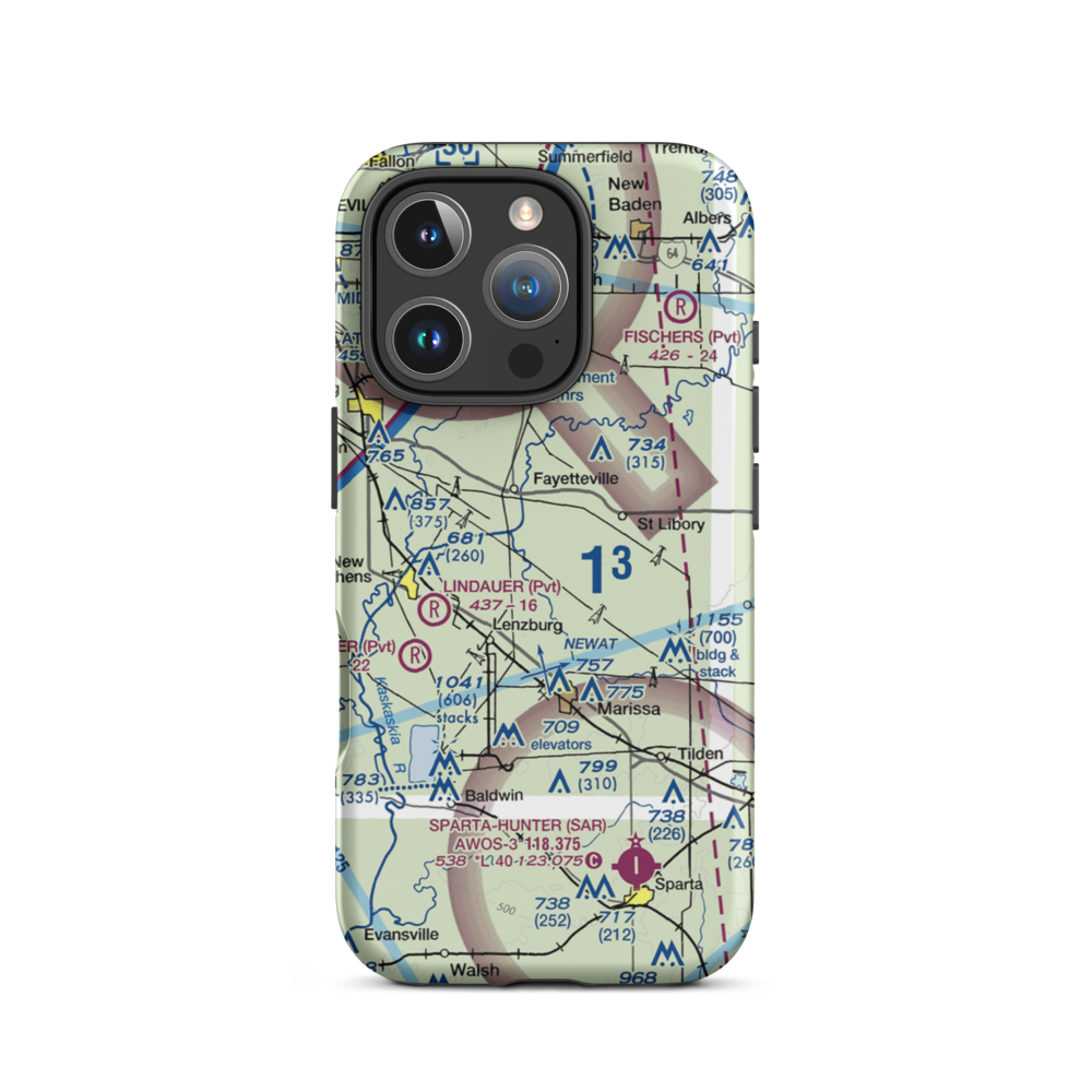 Bickel Airport (3LL6) VFR Sectional  Tough iPhone Case iPhone 16 Pro model shown