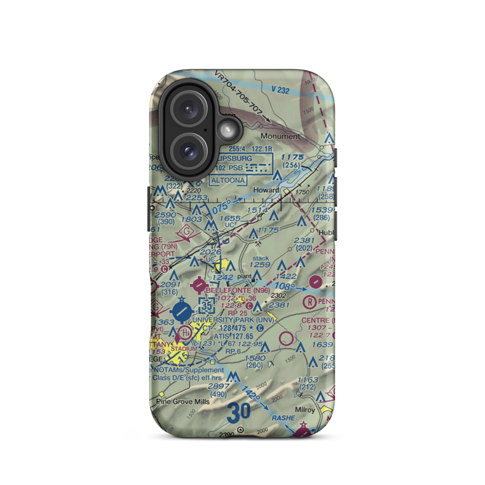 Bierly(Personal Use) Airport (01PN) VFR Sectional  Tough iPhone Case iPhone 16 model shown