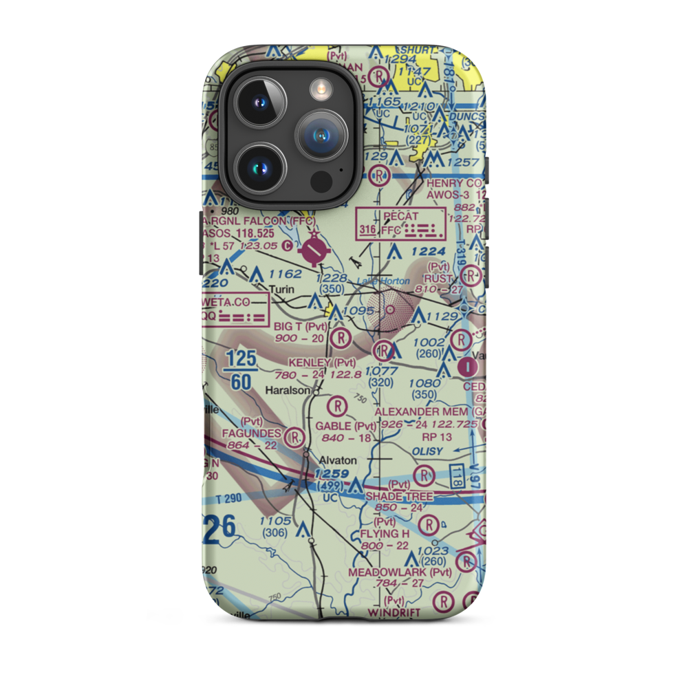 Big 'T' Airport (64GA) VFR Sectional  Tough iPhone Case iPhone 16 Pro Max model shown