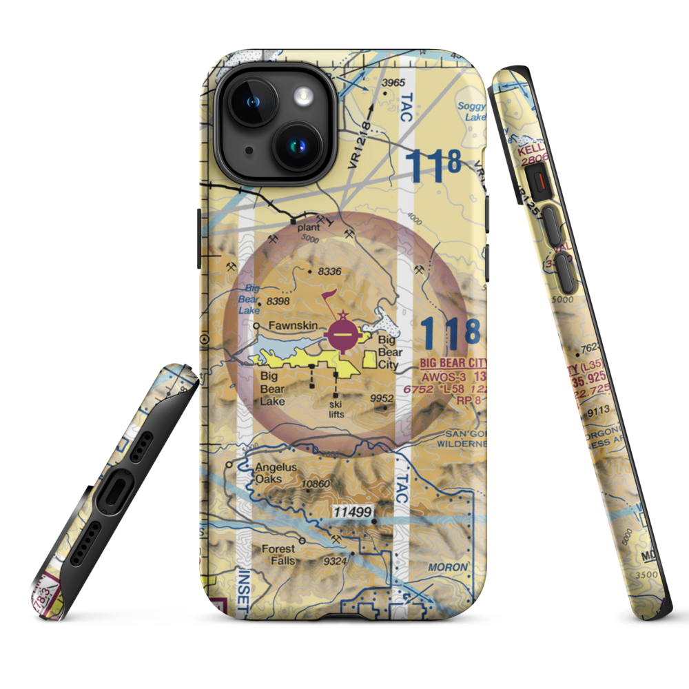 Big Bear City Airport (L35) VFR Sectional  Tough iPhone Case iPhone 15 Plus model shown
