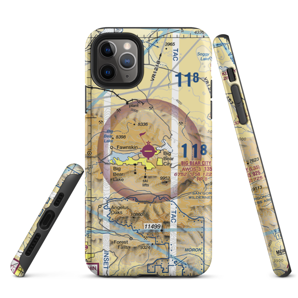 Big Bear City Airport (L35) VFR Sectional  Tough iPhone Case iPhone 11 Pro Max model shown