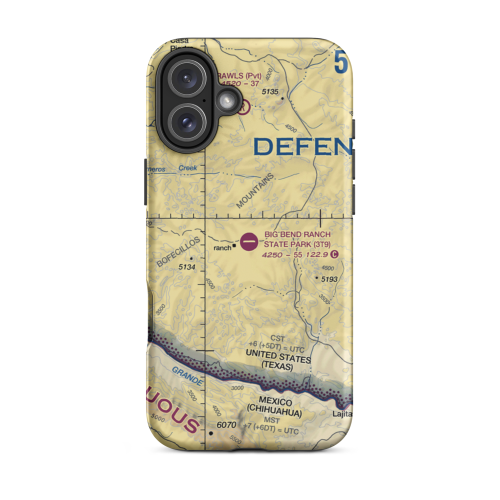 Big Bend Ranch State Park Airport (3T9) VFR Sectional  Tough iPhone Case iPhone 16 Plus model shown