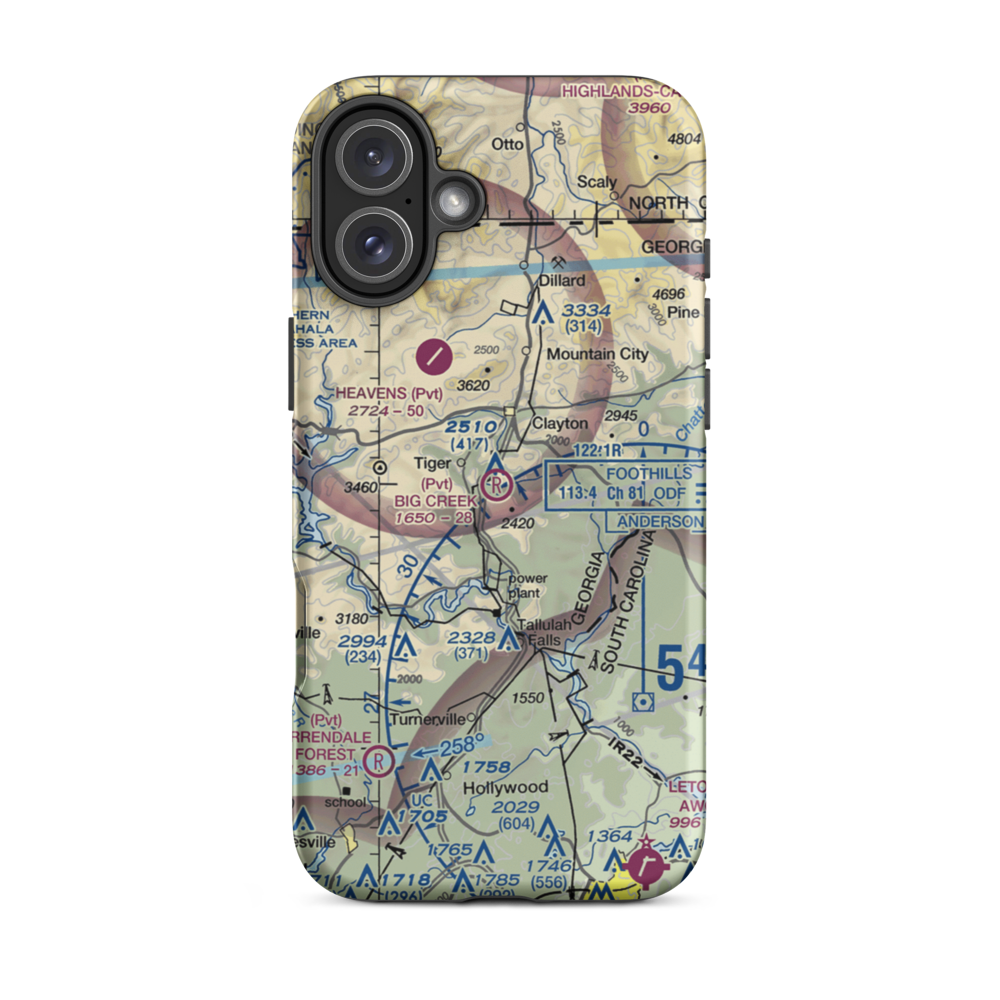 Big Creek Flying Ranch Airport (GA18) VFR Sectional  Tough iPhone Case iPhone 16 Plus model shown