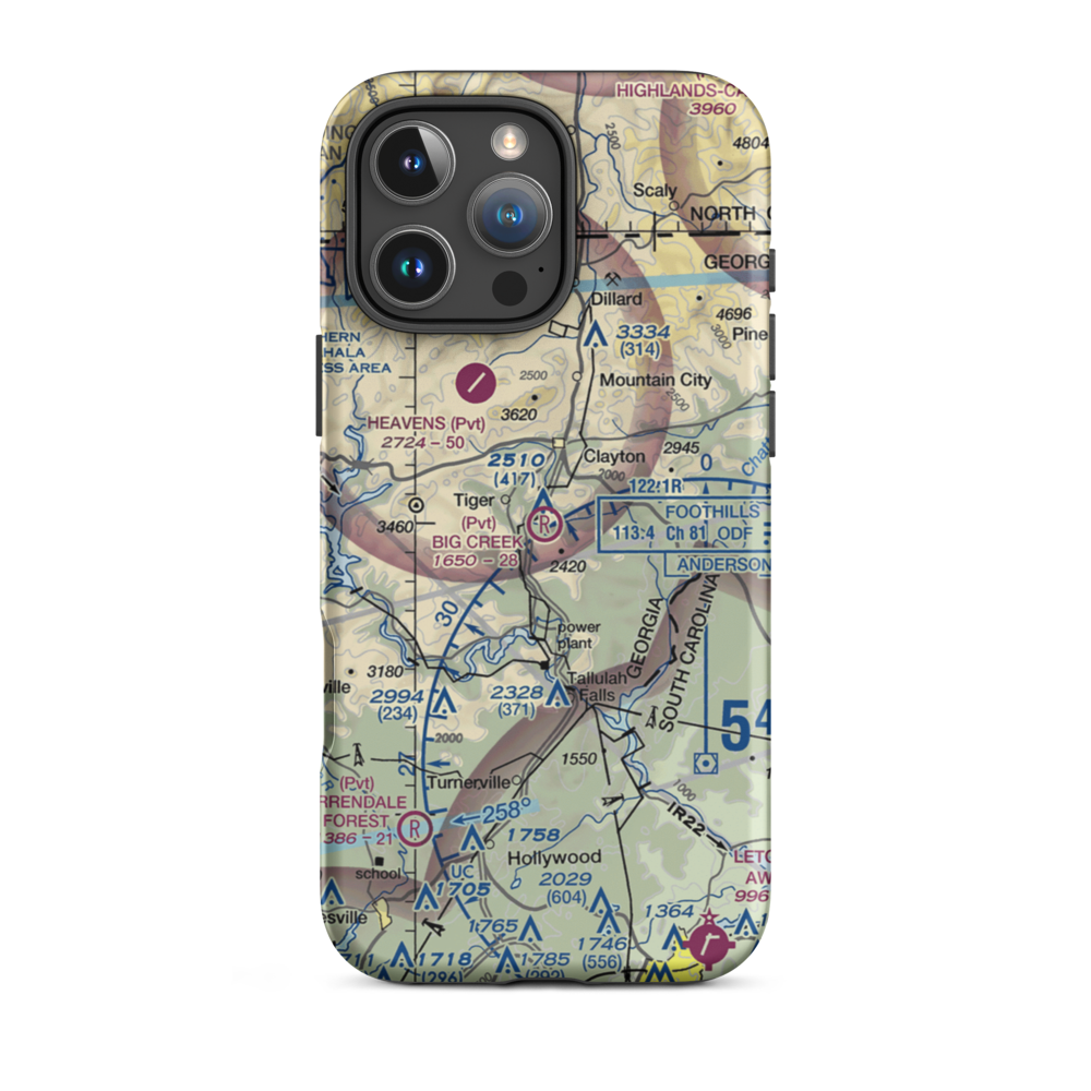 Big Creek Flying Ranch Airport (GA18) VFR Sectional  Tough iPhone Case iPhone 16 Pro Max model shown