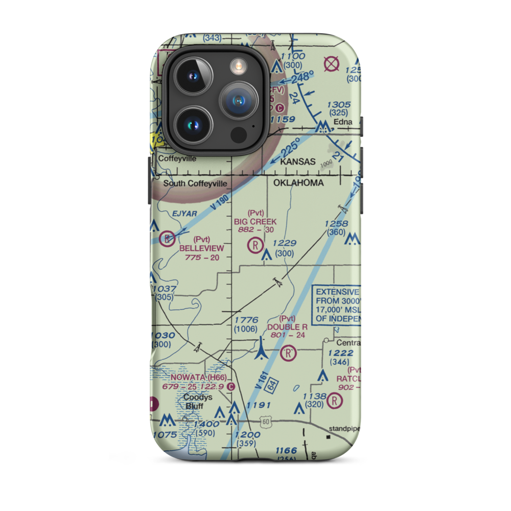 Big Creek Ranch Airstrip (OK88) VFR Sectional  Tough iPhone Case iPhone 16 Pro Max model shown