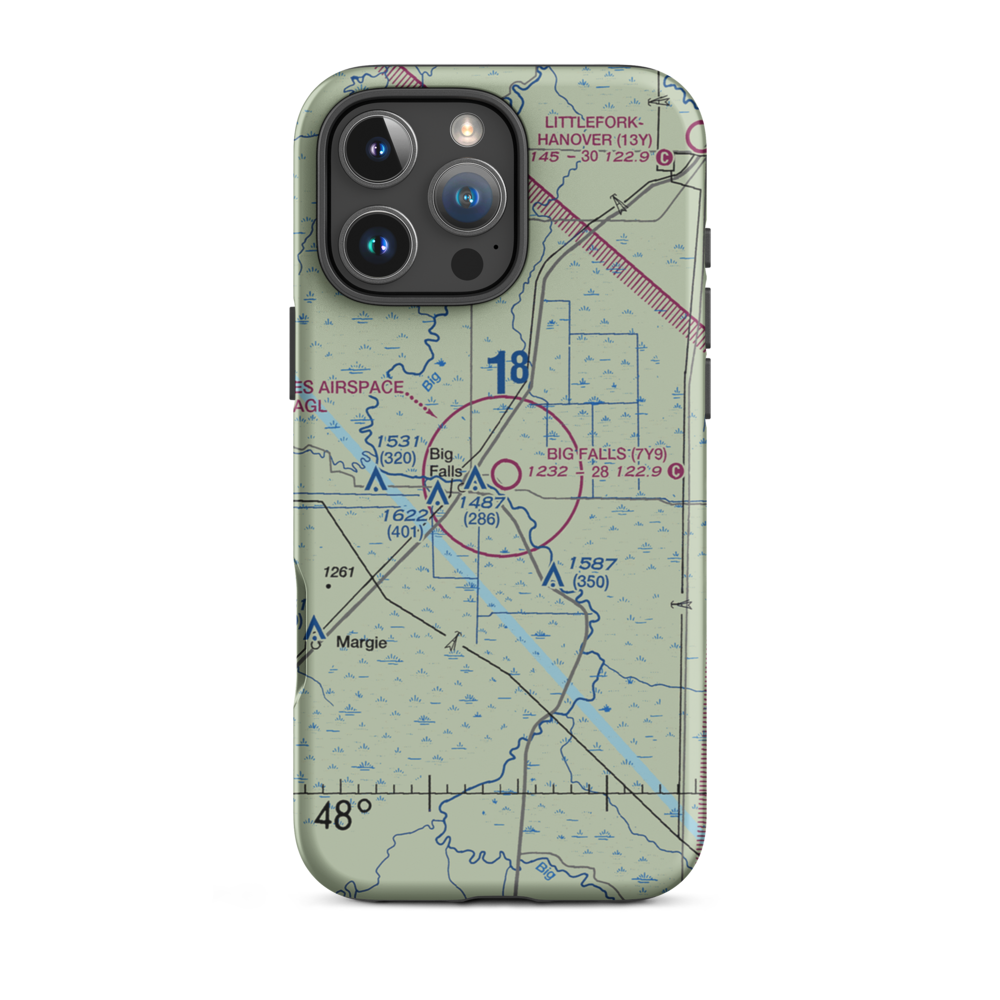 Big Falls Municipal Airport (7Y9) VFR Sectional  Tough iPhone Case iPhone 16 Pro Max model shown
