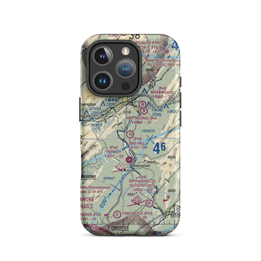 Big Hill Airport (44VA) VFR Sectional  Tough iPhone Case iPhone 16 Pro model shown
