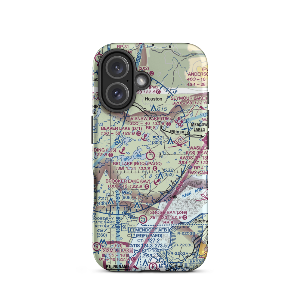 Big Lake Airport (BGQ) VFR Sectional  Tough iPhone Case iPhone 16 model shown