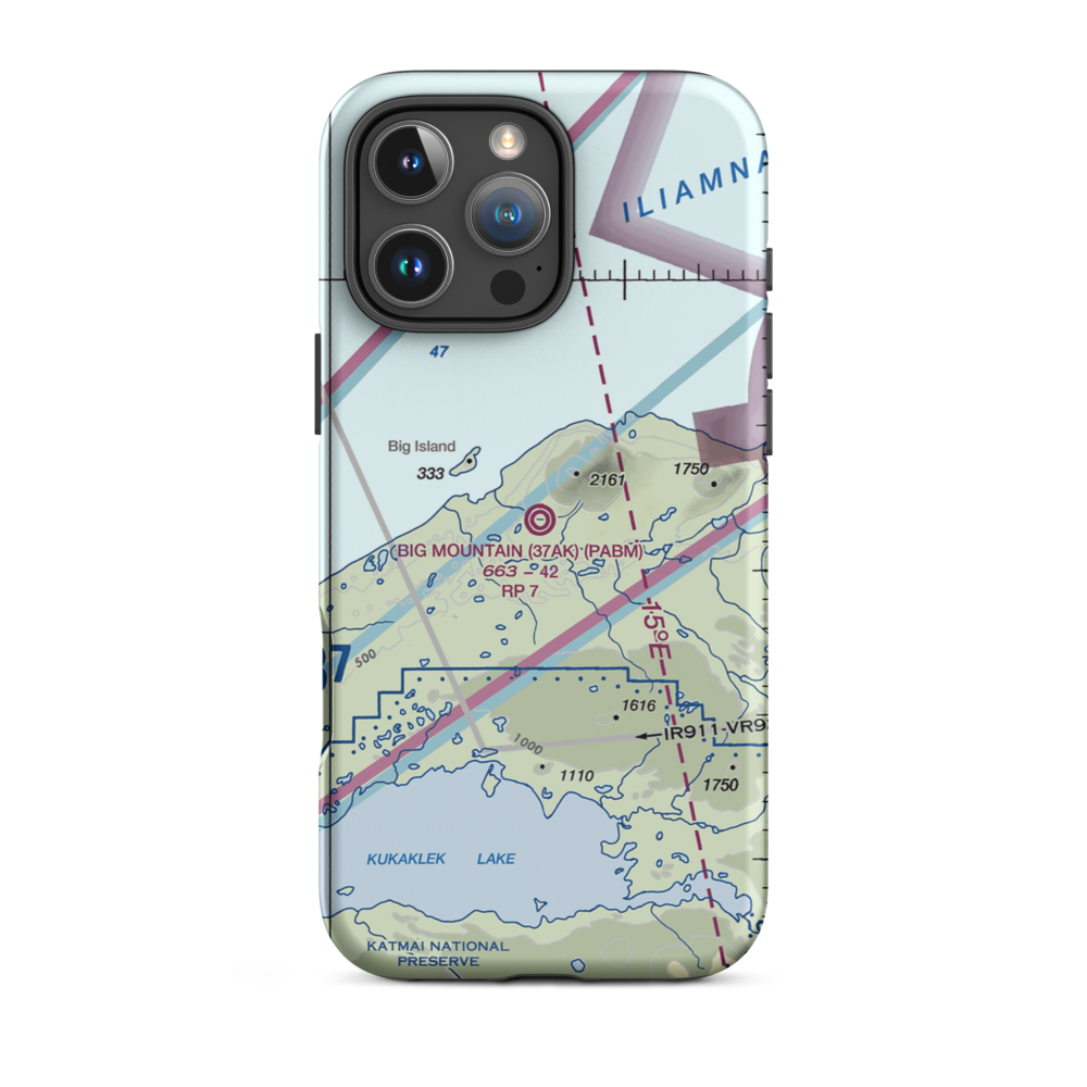 Big Mountain Airport (37AK) VFR Sectional  Tough iPhone Case iPhone 16 Pro Max model shown