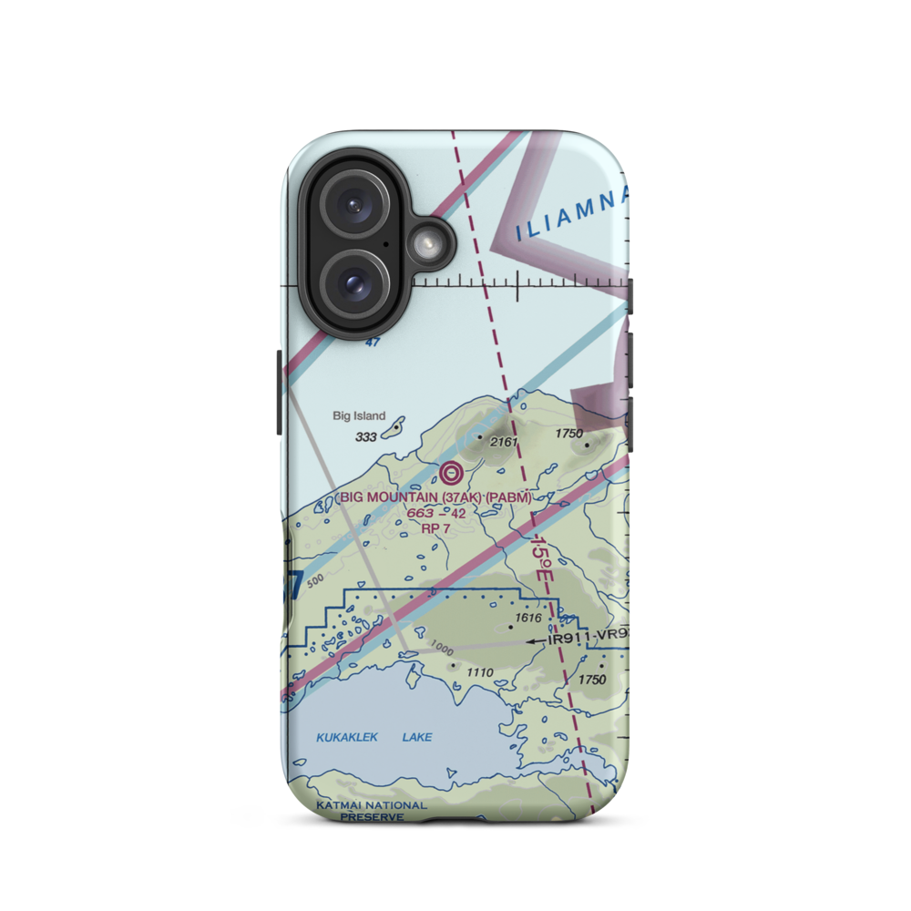 Big Mountain Airport (BMX) VFR Sectional  Tough iPhone Case iPhone 16 model shown