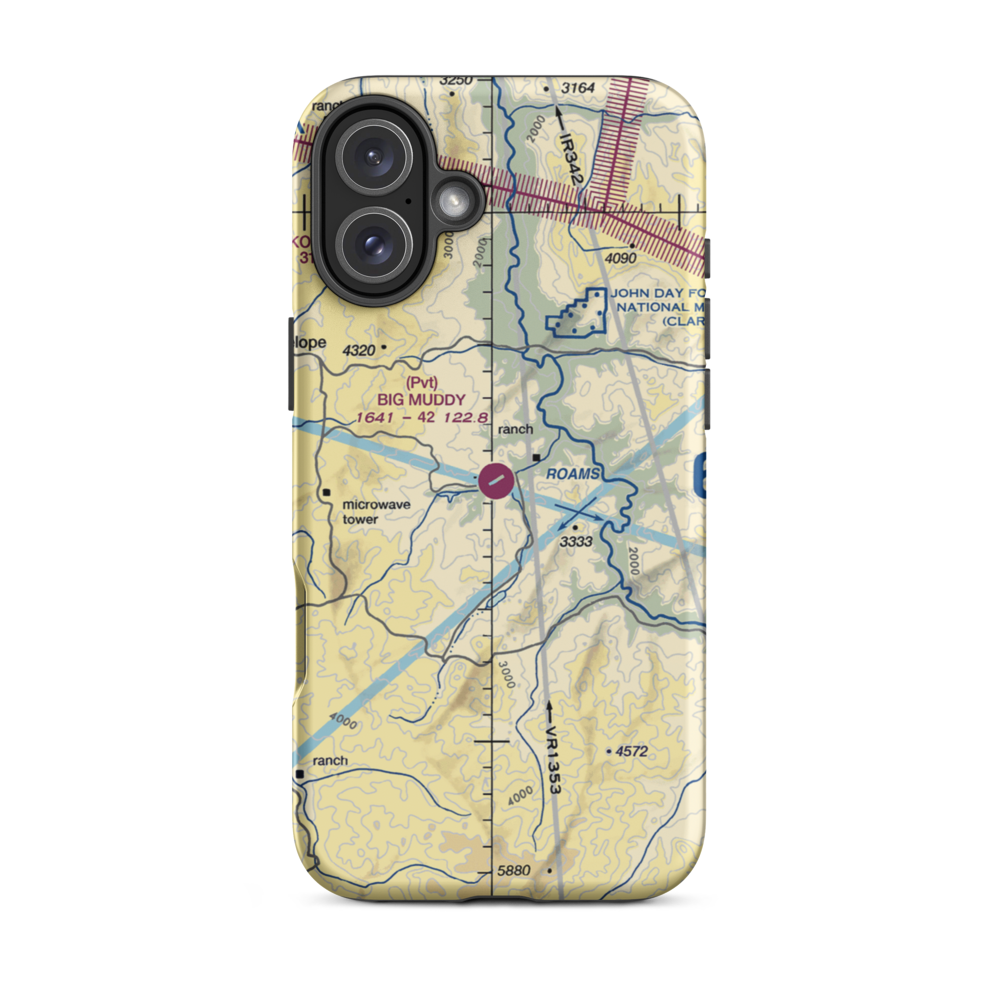 Big Muddy Ranch Airport (2OR1) VFR Sectional  Tough iPhone Case iPhone 16 Plus model shown