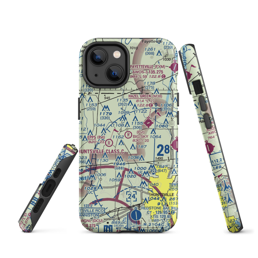 Big Sky Airport (AL93) VFR Sectional  Tough iPhone Case iPhone 14 model shown