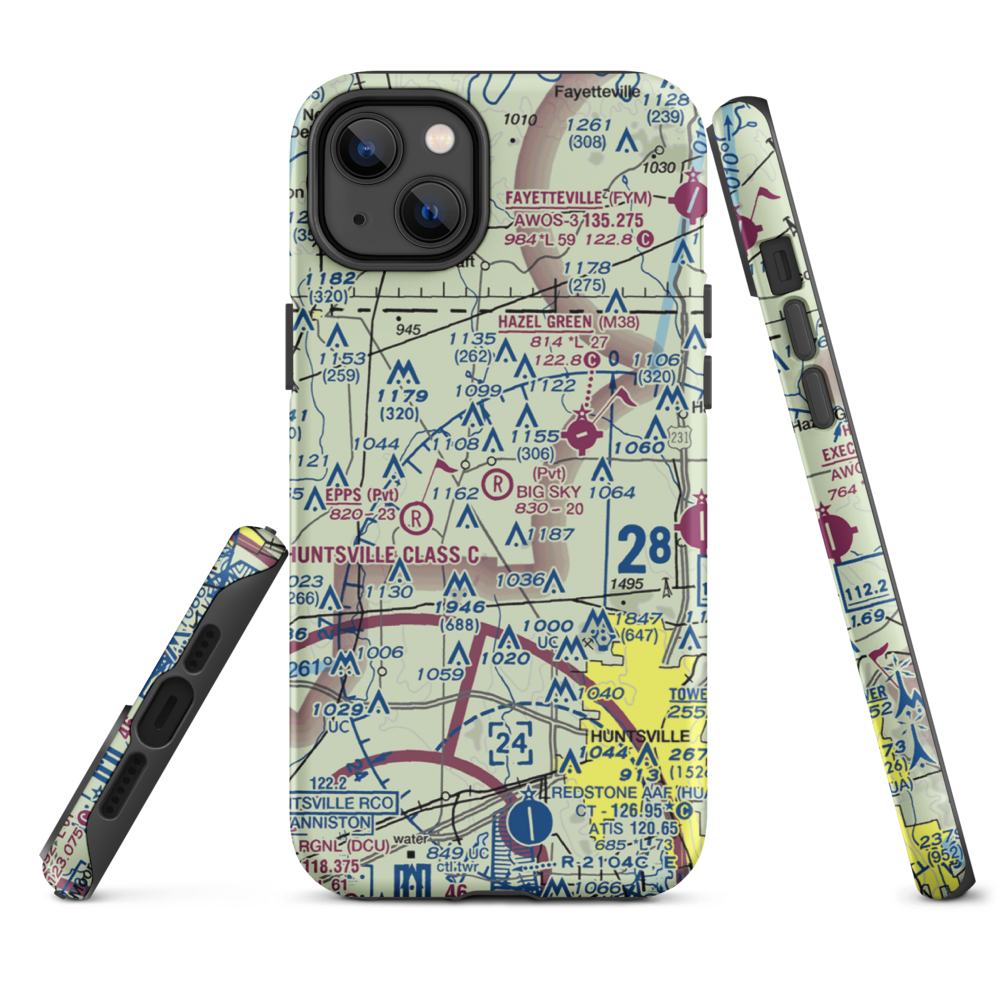 Big Sky Airport (AL93) VFR Sectional  Tough iPhone Case iPhone 14 Plus model shown