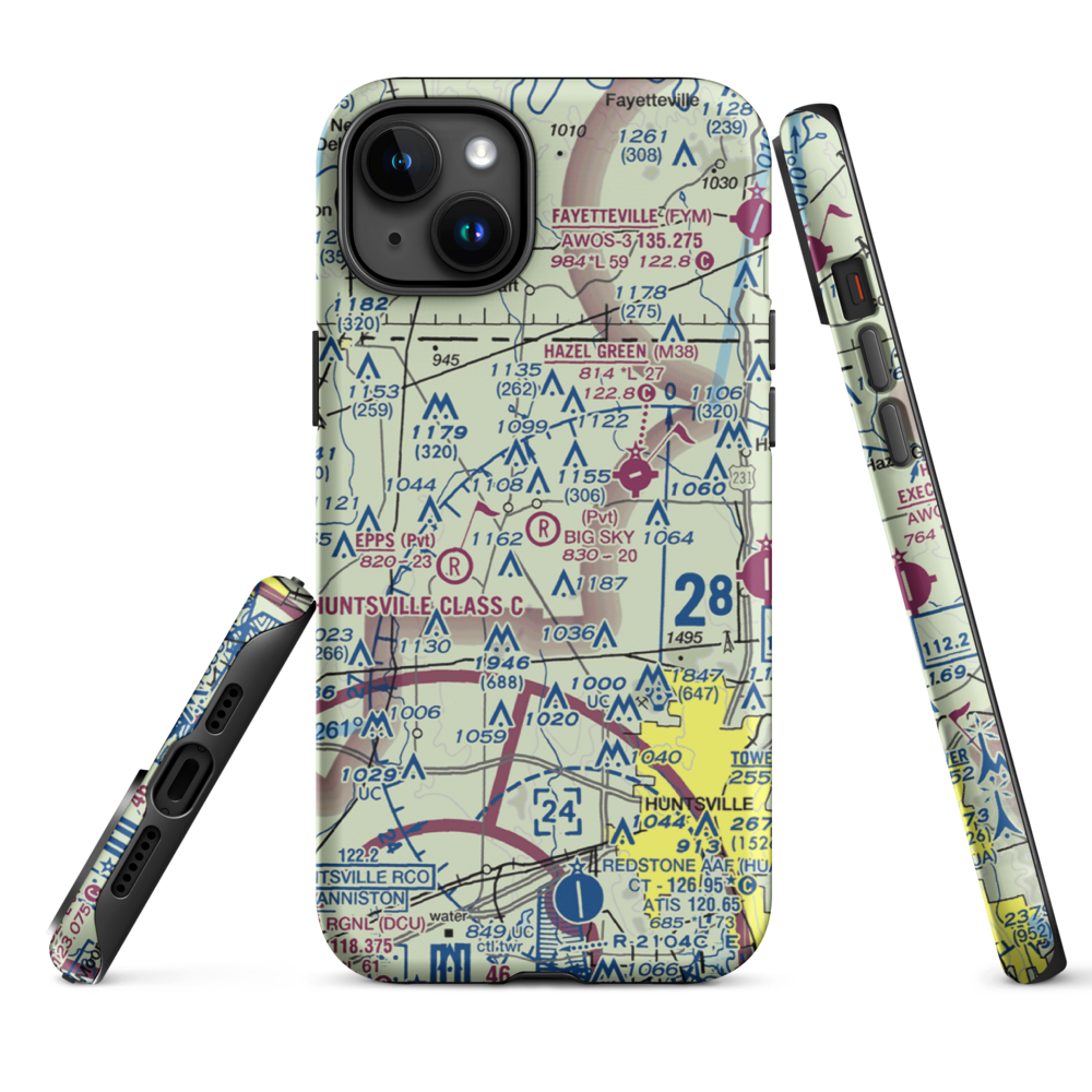 Big Sky Airport (AL93) VFR Sectional  Tough iPhone Case iPhone 15 Plus model shown