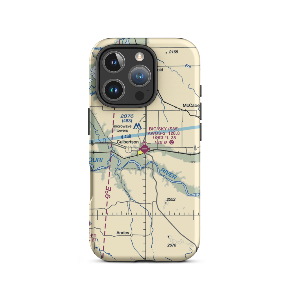 Big Sky Field (S85) VFR Sectional  Tough iPhone Case iPhone 16 Pro model shown