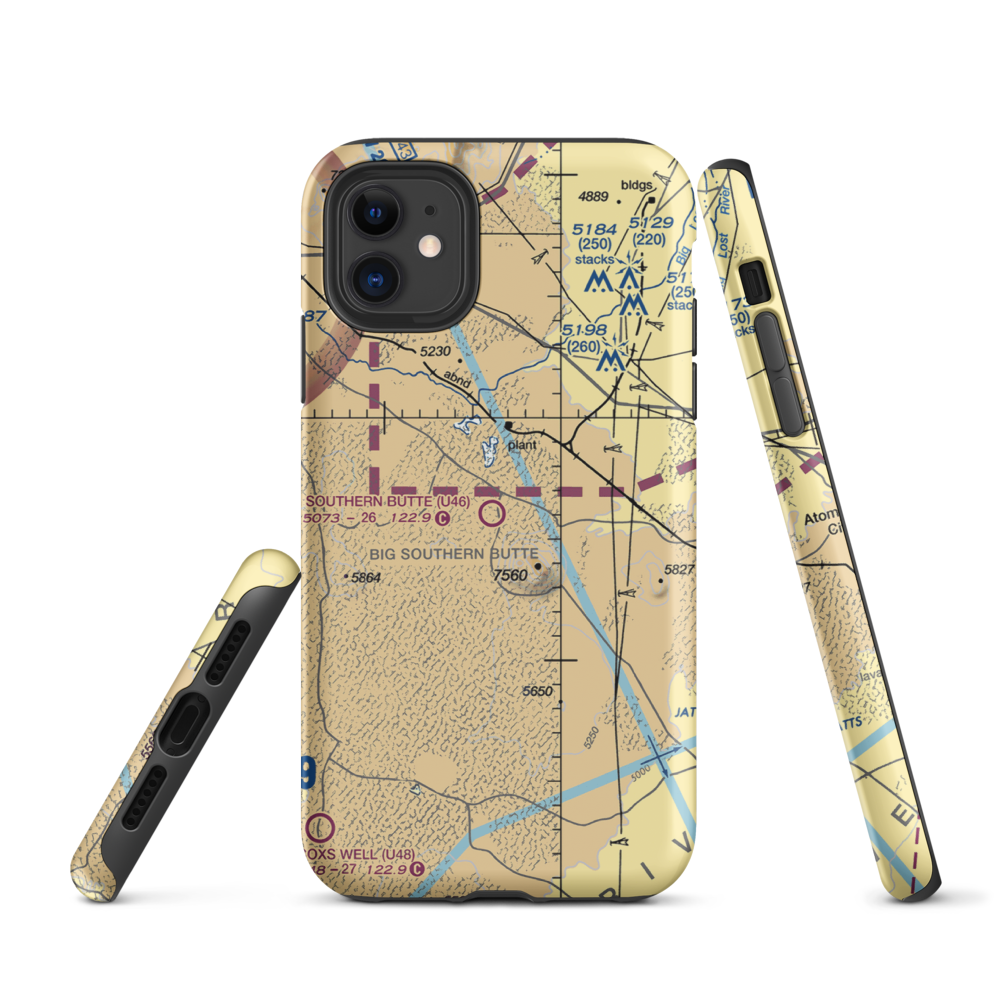 Big Southern Butte Airport (U46) VFR Sectional  Tough iPhone Case iPhone 11 model shown