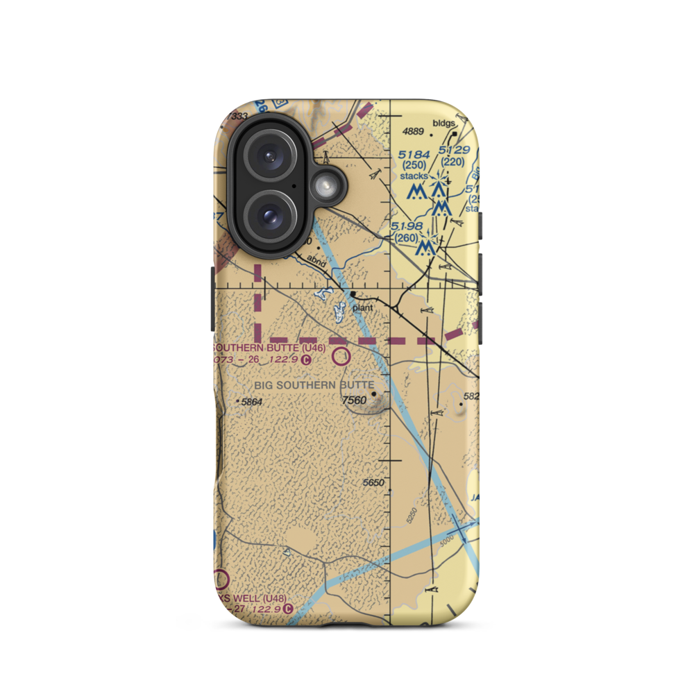 Big Southern Butte Airport (U46) VFR Sectional  Tough iPhone Case iPhone 16 model shown
