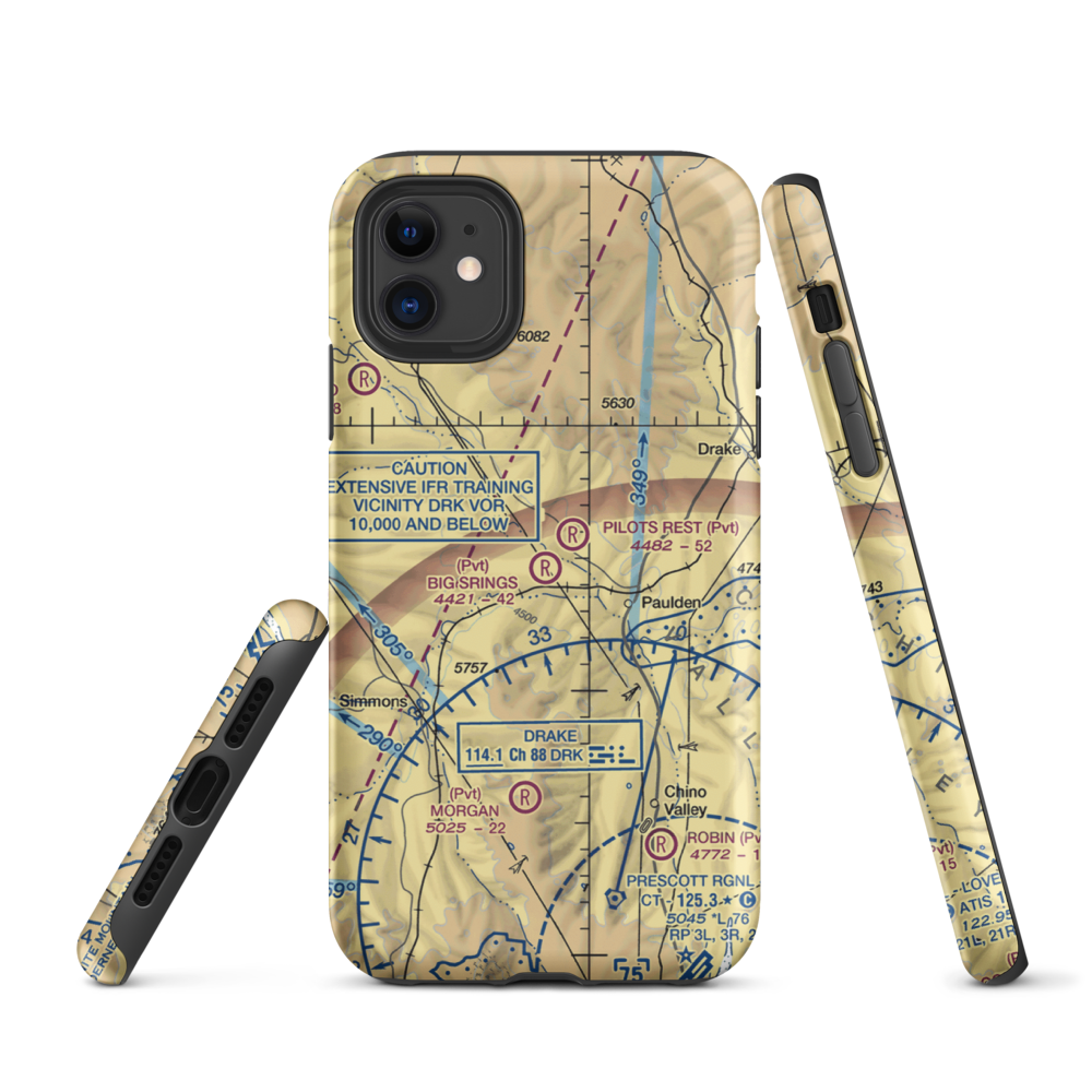 Big Springs Ranch Airport (AZ27) VFR Sectional  Tough iPhone Case iPhone 11 model shown