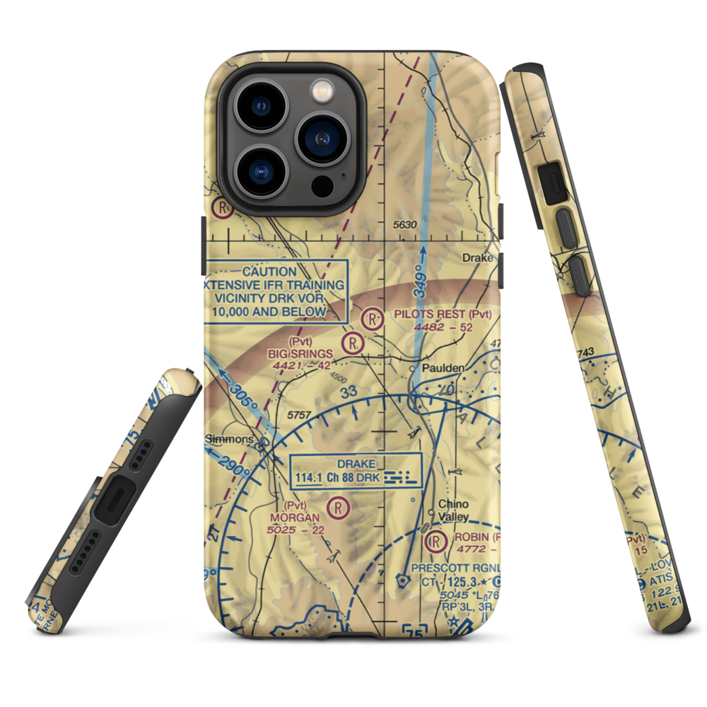 Big Springs Ranch Airport (AZ27) VFR Sectional  Tough iPhone Case iPhone 13 Pro Max model shown