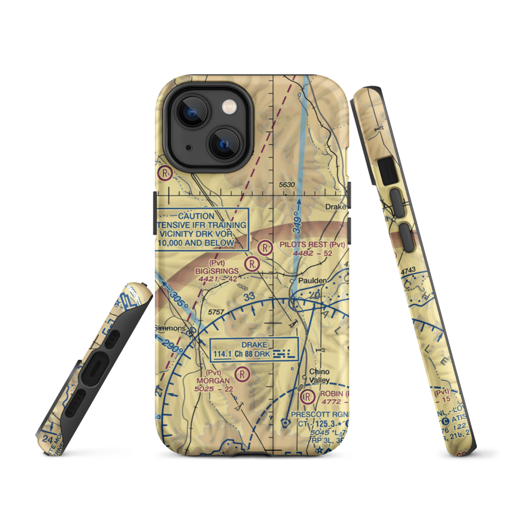 Big Springs Ranch Airport (AZ27) VFR Sectional  Tough iPhone Case iPhone 14 model shown
