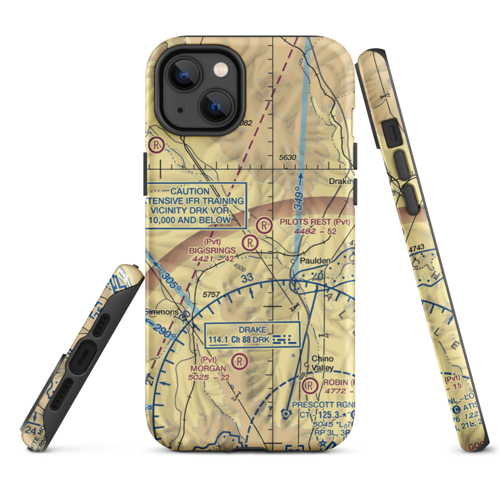 Big Springs Ranch Airport (AZ27) VFR Sectional  Tough iPhone Case iPhone 14 Plus model shown