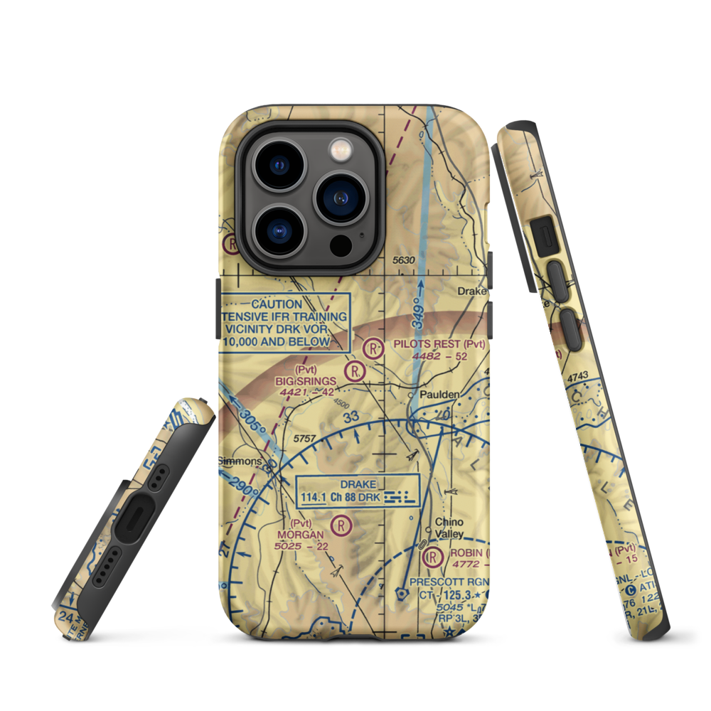 Big Springs Ranch Airport (AZ27) VFR Sectional  Tough iPhone Case iPhone 14 Pro model shown