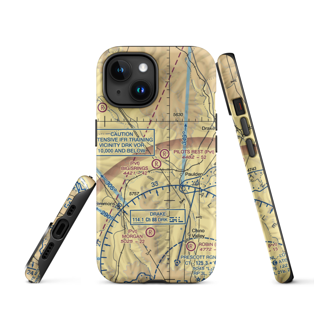 Big Springs Ranch Airport (AZ27) VFR Sectional  Tough iPhone Case iPhone 15 model shown