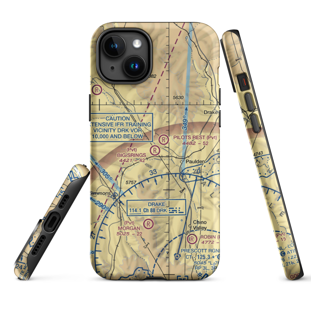 Big Springs Ranch Airport (AZ27) VFR Sectional  Tough iPhone Case iPhone 15 Plus model shown