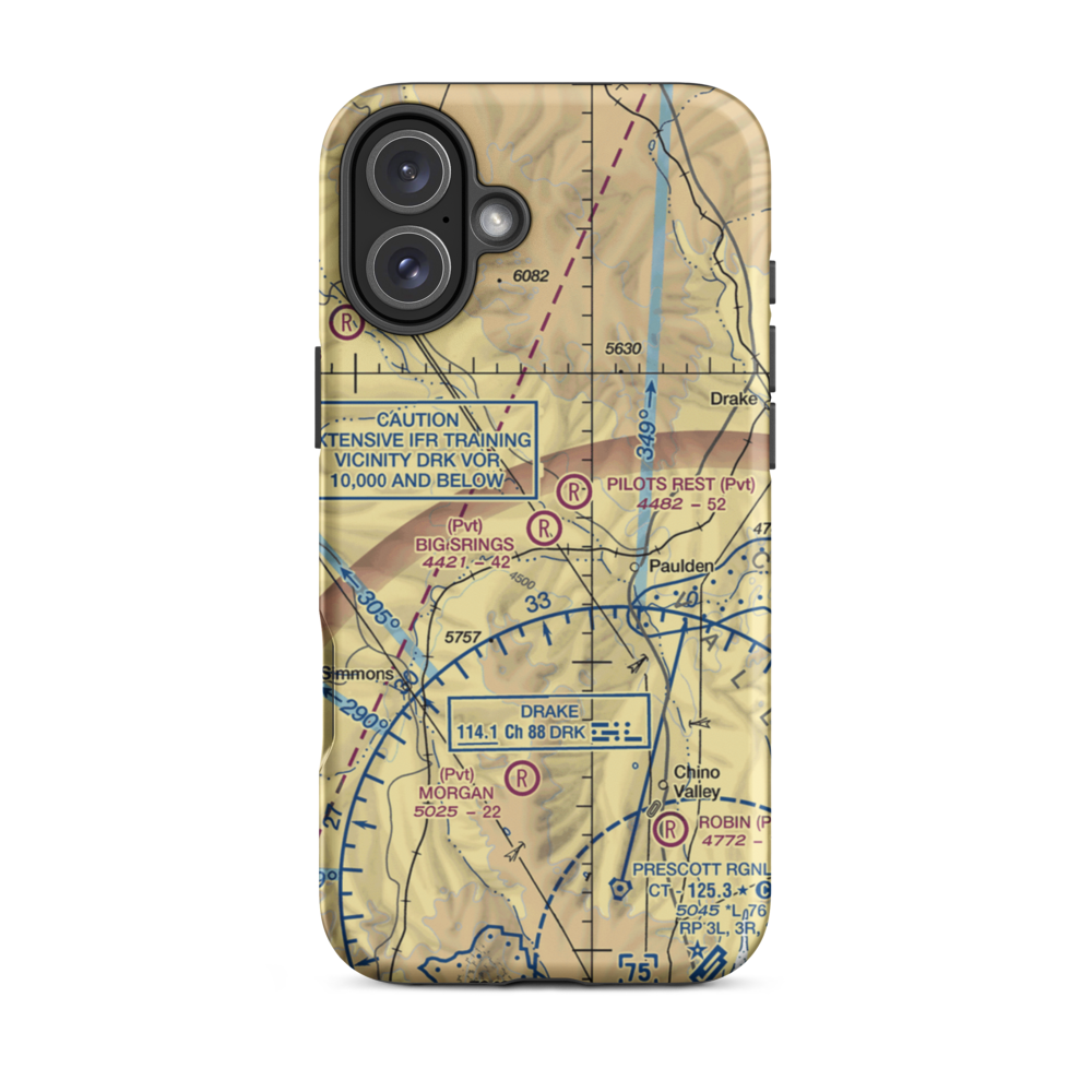 Big Springs Ranch Airport (AZ27) VFR Sectional  Tough iPhone Case iPhone 16 Plus model shown