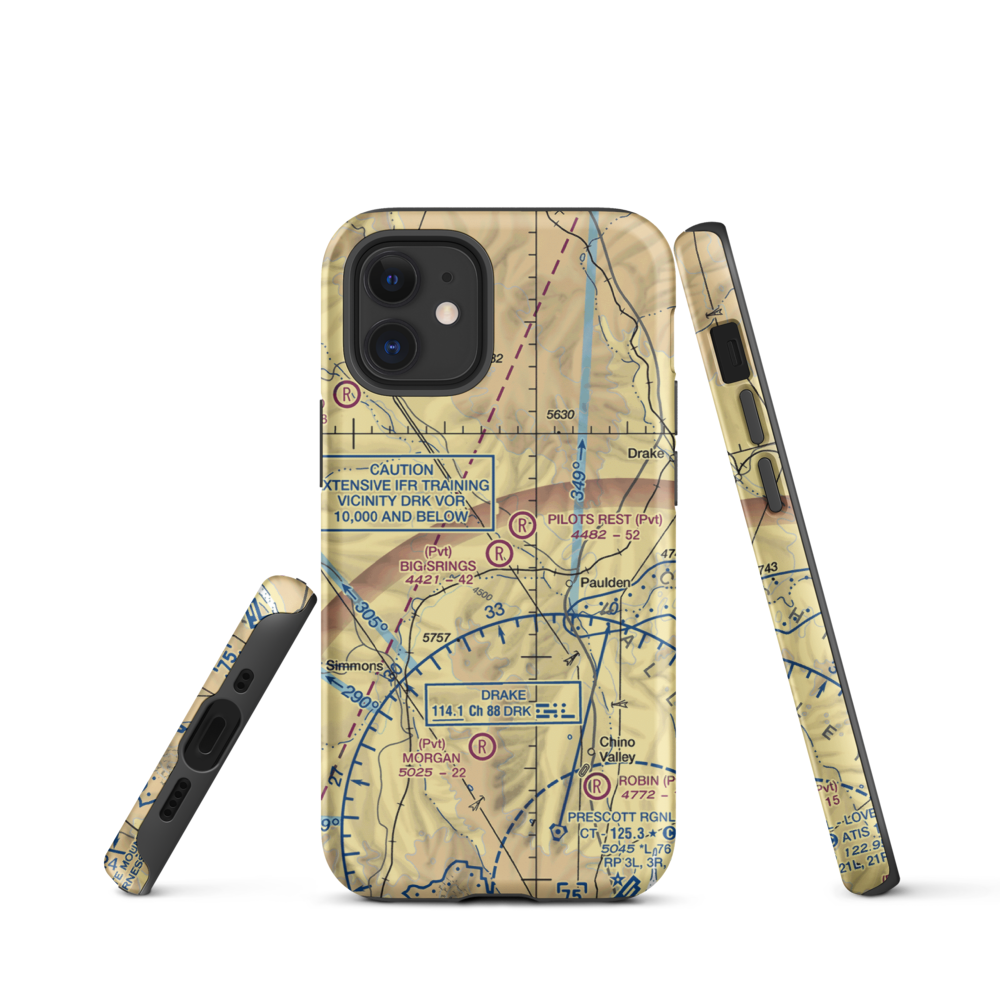 Big Springs Ranch Airport (AZ27) VFR Sectional  Tough iPhone Case iPhone 12 mini model shown