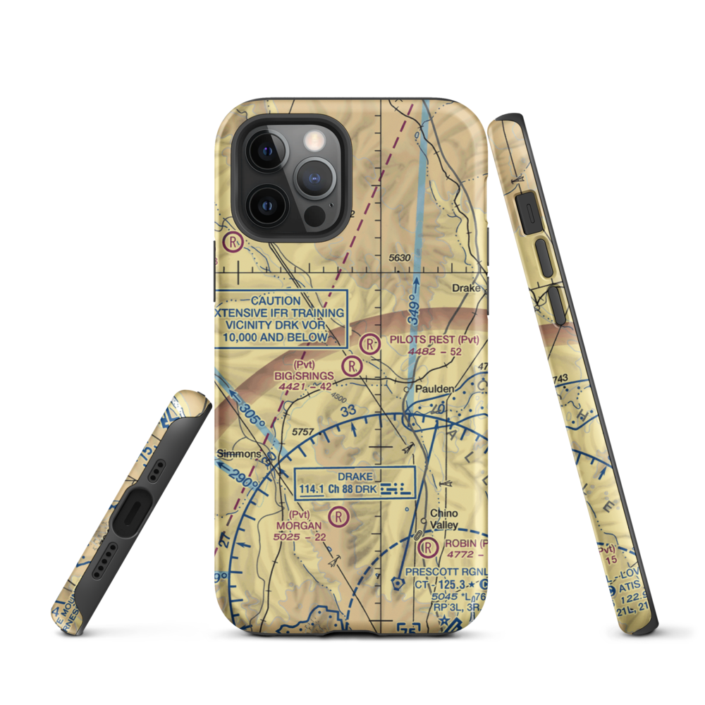 Big Springs Ranch Airport (AZ27) VFR Sectional  Tough iPhone Case iPhone 12 Pro model shown