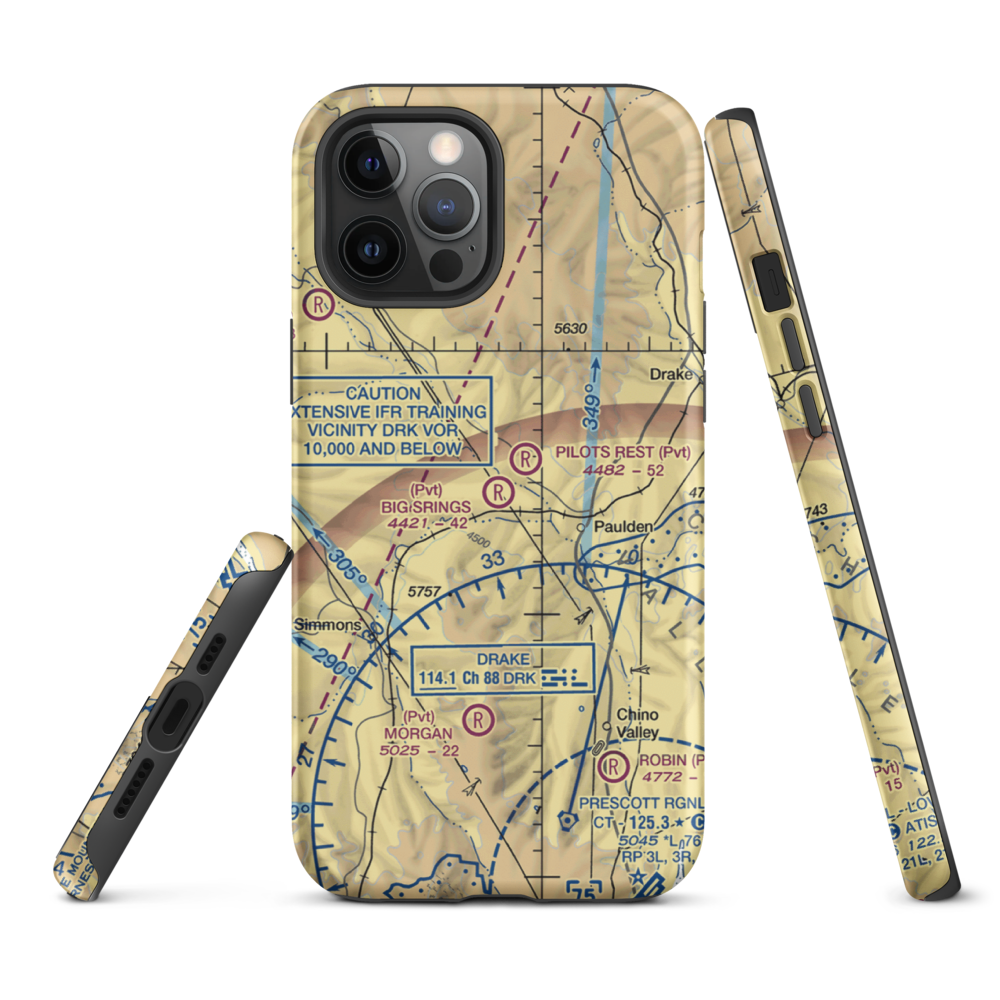 Big Springs Ranch Airport (AZ27) VFR Sectional  Tough iPhone Case iPhone 12 Pro Max model shown